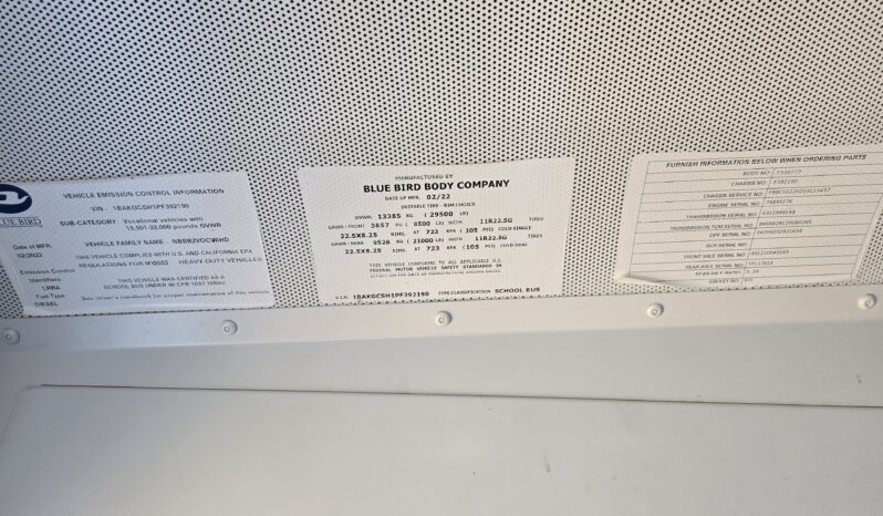 2023 Bluebird Vision School Bus W/Rear A/C- Low-Miles-71Capacity full